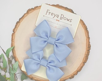Bluebell Hair Bows for Girls | Baby Blue Floral Pigtail Bows | Flower Girl Hair Clips | Bridesmaid Hair Accessories | Wedding Hair Bows