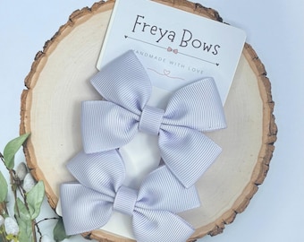 Lilac Hair Bows for Girls | Toddler Pigtail Bows | Flower Hair Clips | Ribbon Hair Accessories | Birthday Gift