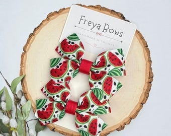 Watermelon Hair Bows for Girls | Fruity Pigtail Clips | Summer Hair Accessories | Birthday Gift Idea