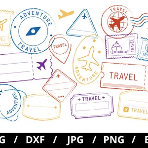coleção de conjuntos de carimbos de continentes de viagem, ilustração svg, carimbo de passaporte, carimbo postal svg, carimbo de turismo, elementos de conjunto de carimbos de viagem clipart svg