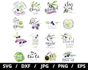Olive Oil Labels Illustration, Logo Icon Set (svg, eps, dxf, jpg, png)