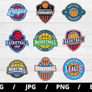 Basketball-Team-Logo setzt Illustration svg, Basketball-Turnier, Liga, Meisterschaft, Basketball-Club Emblems-Symbol setzt Clipart svg