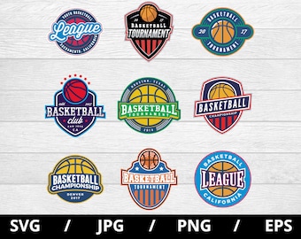 Basketball Team Logo SVG Set, Tournament Emblem Graphics (Digital Download)