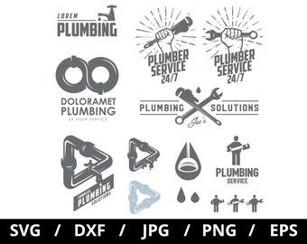 Plumbing Service Logo Set, Emblems, Icons (Digital Files)