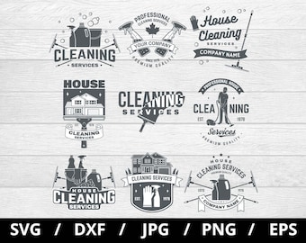 Cleaning Service Logo Set, House & Office, SVG, EPS, PNG