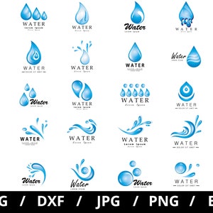 water design logo sets collection illustration svg, blue water drop , water droplets logo design elements emblems icon sets clipart svg