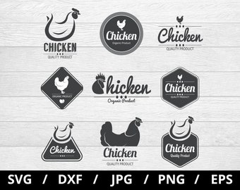 Chicken Logo Set: Farm Shop Emblems, Clipart (SVG, PNG, EPS)