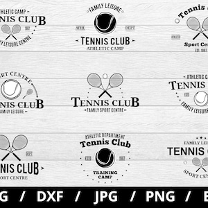 Tennis Club Logo setzt Illustration svg, Sportlager, Sportzentrum Familienfreizeit, Tennisclub Trainingslager Embleme Symbol setzt Clipart svg