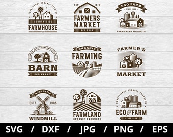 Farmhouse Logo Set: Vintage Farm SVG Clipart (Digital Download)