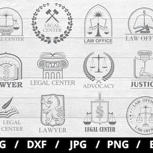 law office logo sets illustration svg, lawyer icon sets svg, advocacy, justice, legal center elements emblems icon badge sets clipart svg
