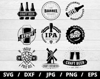 Craft Beer Logo Set: Brewery Emblems, Icons (SVG, PNG, EPS)