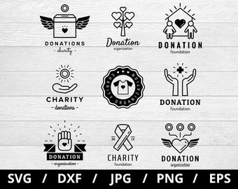 Donation & Charity Logo Set: Foundation Emblems (SVG, PNG, EPS)