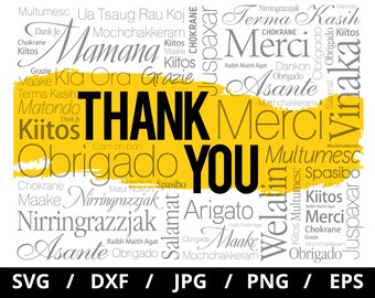 Thank You in Different Languages SVG, Inspirational Quotes Clipart (Digital Files)