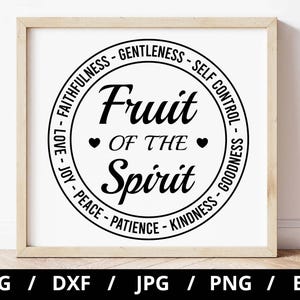 Fruit Of The Spirit Poster, druckbare Bürodekor Wandkunst, Shirt svg, Becher svg, motivierende Zitate, digitaler Download geschnitten Datei Cricut Print