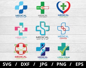 Medical Logo SVG Clipart, Hospital Clinic Icons (Digital Download)