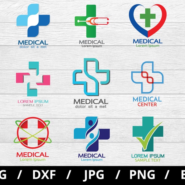 medical logo sets illustration svg, hospital, clinic, heal, save life svg, medical labels flat icon sets design elements clipart svg