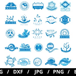 water design logo sets collection illustration svg, blue water drop , water logo design elements emblems icon sets clipart svg