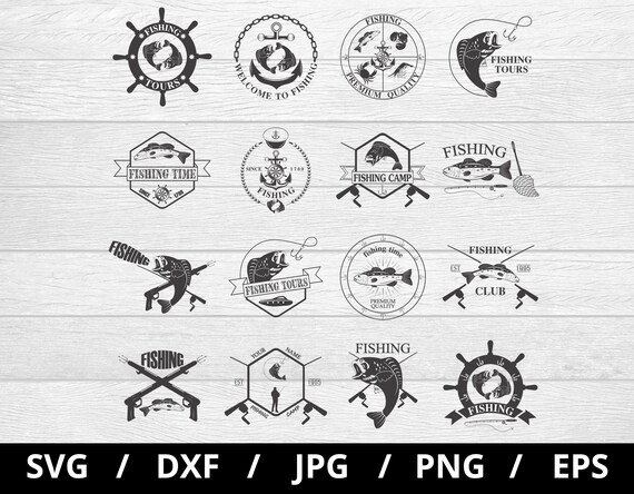 Fishing Club Logo Sets Collection Illustration Svg, Fishing Tour, Fishing  Time, Fishing Camp Emblems Icon Badge Sets Clipart Svg 