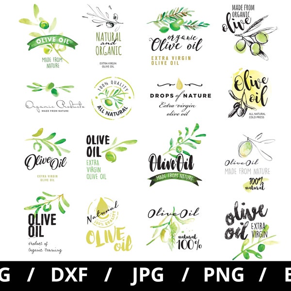 olive oil labels sets illustration svg, olive oil svg, olive oil natural labels svg, olive oil sets design element logo icon set clipart svg