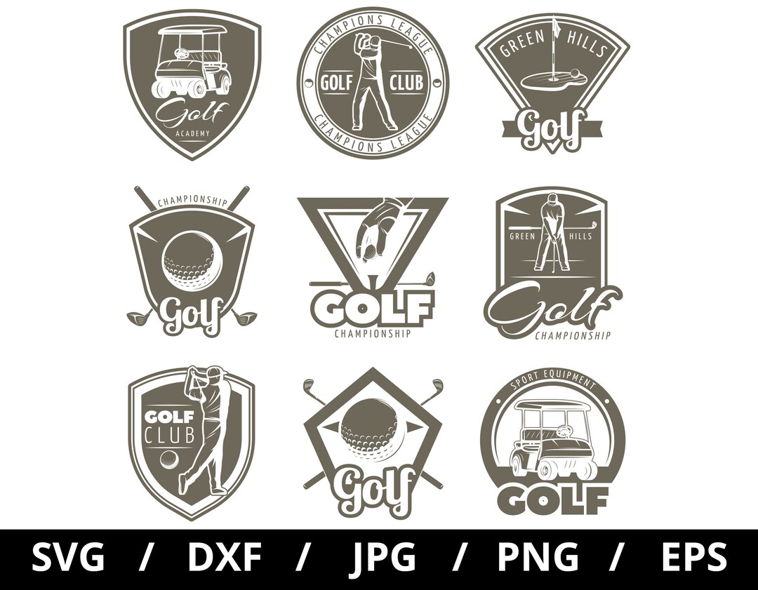 Golf Club Logo Sets Illustration Svg Golf Tournament Golf Etsy