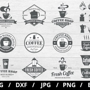 Colección de logotipos de cafeterías, ilustraciones en formato SVG, café fresco de las mejores mezclas, emblemas de cafeterías, iconos, insignias, clipart en formato SVG.