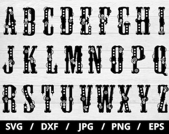 Steampunk Alphabet Clipart: 26 Letter SVG Font (Digital Files)