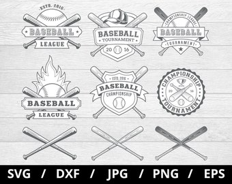 baseball tournament logo sets collection illustration svg, baseball sports, baseball league, baseball club emblems icon sets clipart svg