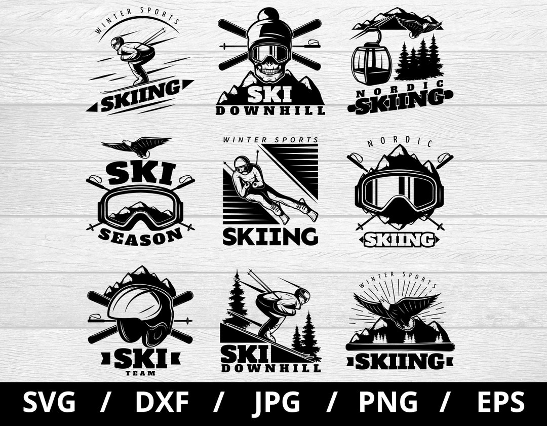 Ski Team Logo Sets Collection Illustration Svg, Nordic Skiing Winter