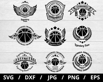 Basketball Team Logo Illustration, Sports Emblems Clipart (svg, eps, dxf, jpg, png)