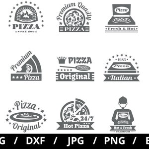 Pizzeria Logo setzt Sammlung Illustration svg, italienische Pizza, Pizza-Menü, Pizza-Haus, Pizza-Restaurant Embleme Symbol setzt Clipart svg