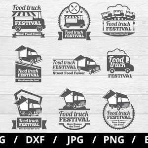 food truck logo sets collection illustration svg, food truck festival, street food fewer, food truck emblems icon badge sets clipart svg