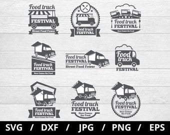 Food Truck Festival Logo Set, Street Food SVG Clipart (Digital Download)