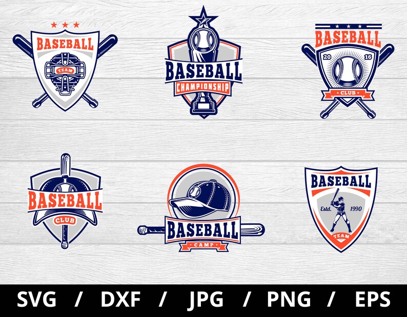 Baseball Tournament Logo Set: Club Emblems Clipart (SVG, PNG, EPS) - Etsy
