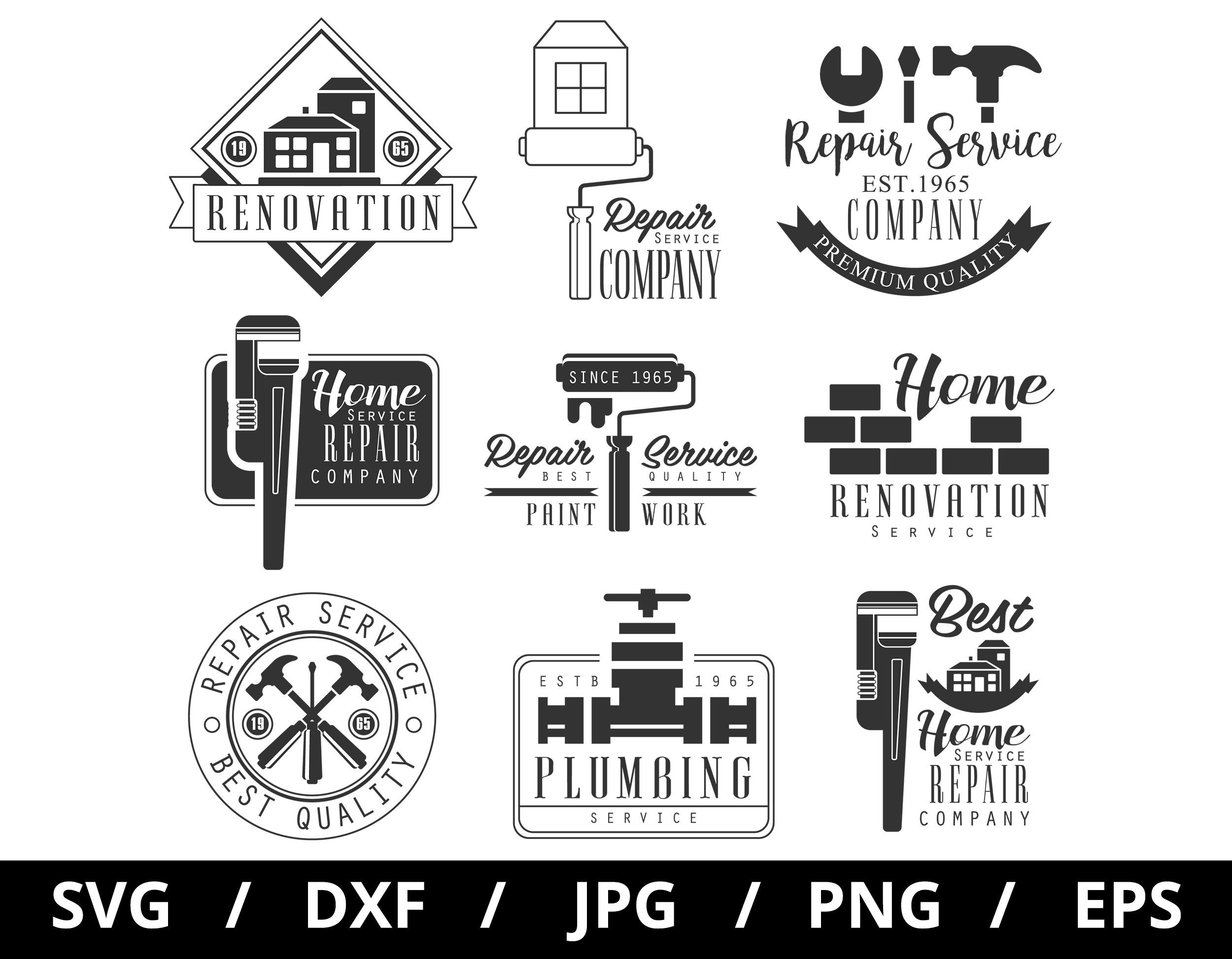 Home Renovation Service Logo Sets Illustration Svg Home - Etsy