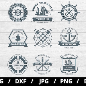kolekcja zestawów logo klubu jachtowego ilustracja svg, szkoła żeglarska svg, stoczniowcy oceaniczni, zestawy ikon emblematów klubu jachtowego clipart svg