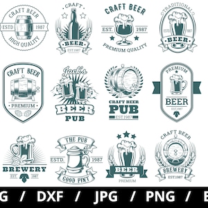 craft beer logo sets collection illustration svg, craft beer brewery retro emblems icon badge sets clipart svg