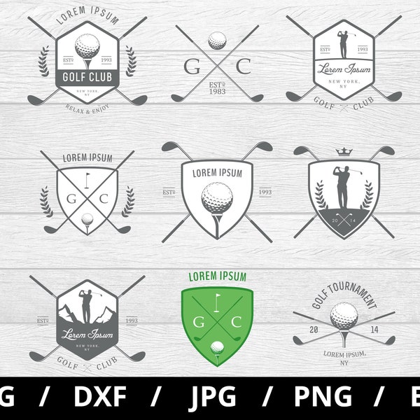 golf club logo sets collection illustration svg, golf tournament, golf championship, golf team emblems icon badge sets clipart svg