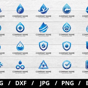 Collezione di set di loghi di design dell'acqua, illustrazioni in formato svg, etichette di icone dell'acqua in formato svg, elementi di design del logo di gocce d'acqua, emblemi, set di icone clipart in formato svg