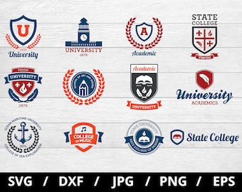University Logo Illustration Set, College Emblems SVG, PNG, EPS