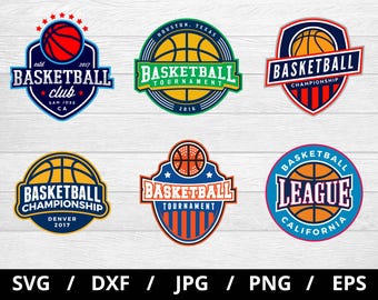 basketball team logo sets illustration svg, basketball tournament, league,  championship, basketball club emblems icon sets clipart svg