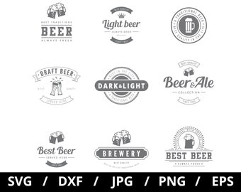 Craft Beer Logo Set, Brewery Labels, Icon Clip Art (SVG, PNG, EPS)