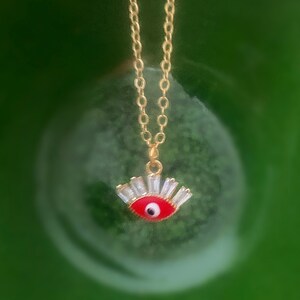 Red Evil Eye Necklace, Protection Jewelry, Evil Eye Pendant with Zircon, Turkish Evil Eye Necklace, Nazar boncuk, Gift for Her