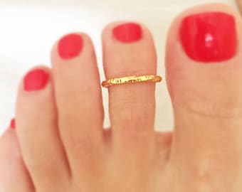 Minimalist Hammered Toe Rings, Adjustable Round Toe Ring for Women or Men, Simple Bands One Size Fits All, Perfect for Summer, Bride Jewelry