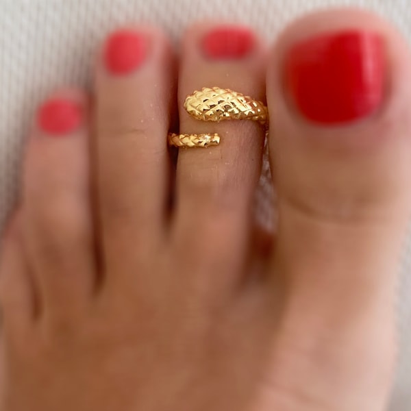 Gold Snake Toe Ring, Minimalist Open Ring, Gold Filled Serpent Ring, Wrap Snake Ring, Dainty Animal Ring, Twig Ring, Christmas Gift