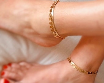 Gold Doppel Anklet, Double Layers Anklet, Herringbone Kette Anklet, Boho Anklet Armband, Schlangen Kette Anklet, Brautschmuck, Geschenk für sie