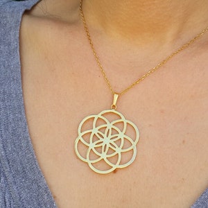 Flower of Life Necklace, Seed of Life  Symbol Pendant, Sacred Geometry Jewelry, Spiritual Charm, Circle Necklace, Mandala Design