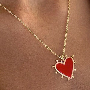 Red Heart Necklace, Pendant Red Heart, Valentine's Day Jewelry, Gift for Her,Gift for Mom, Gift for lovw