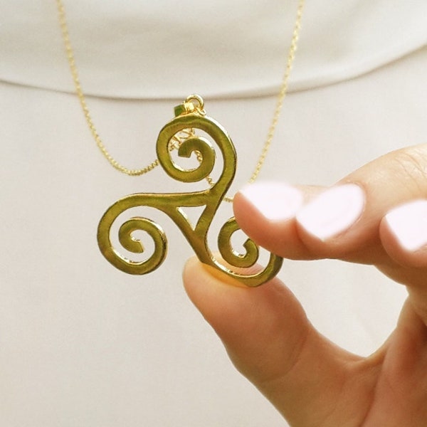 Pendentif Triskele Triple Spiral, Collier Triskele, Bijoux nœud celtique, Charme spirituel, Ancien symbole celtique, Collier Triskelion