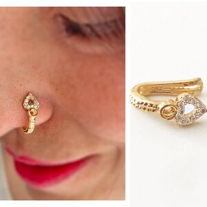 Heart Nose Ring, Fake Gold Nose Rings, Septum Ring, Nose Cuff, Fake Septum Ring, Heart Shaped Jewelry, Clip On Nose Ring