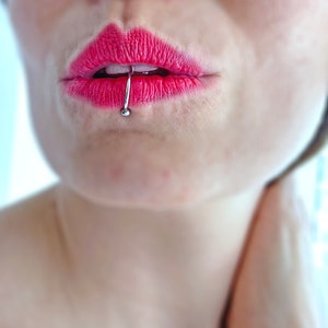 Fake Lip Ring, Silver Horseshoe Ring, Dainty Lip Cuff, Silver Lip Jewelry, Faux Lip Piercing, Hoop Lip Ring, Septum Ring image 2